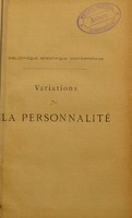 view Variations de la personnalité / par H. Bourru et P. Burot.