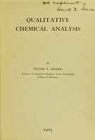 view Qualitative chemical analysis / by Frank X. Moerk.