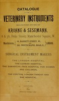 view Catalogue of veterinary instruments manufactured and sold by Krohne & Sesemann.