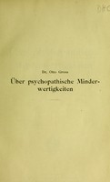view Über psychopathische Minderwertigkeiten / von Otto Gross.