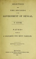 view Papers relating to a sanatarium upon Mount Parisnath.