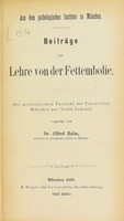 view Beiträge zur Lehre von der Fettembolie ... / von Alfred Halm.