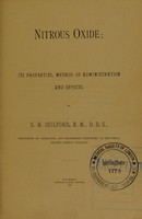 view Nitrous oxide; its properties, method of administration and effects.