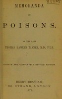 view Memoranda on poisons / [Thomas Hawkes Tanner].