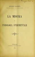 view La misura in psicologia sperimentale / Antonio Aliotta.