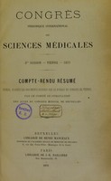 view Congrès périodique international des sciences médicales : 3me session, Vienne, 1873 compte-rendu résumé.