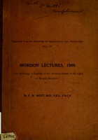 view The pathology of syphilis of the nervous system in the light of modern research : Morison Lectures, 1909 / by F.W. Mott.