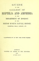 view Guide to the gallery of Reptilia and Amphibia : in the Department of zoology of the British museum (Natural history) / Illustrated by 76 text and other figures.