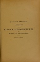 view Lehrbuch der Entwicklungsgeschichte des Menschen und der Wirbeltiere / von Dr. Oscar Hertwig.