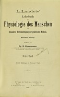 view L. Landois' Lehrbuch der Physiologie des Menschen : mit besonderer Berücksichtigung der praktischen Medizin.