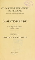 view XVIe Congrès International de Médecine : Budapest, août-septembre 1909 compte-rendu / publié par le Dr. François de Torday.