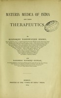 view Materica medica of India and their therapeutics / by Rustomjee Naserwanjee Khory and Nanabhai Navrosji Katrak.