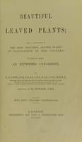 view Beautiful leaved plants : being a description of the most beautiful leaved plants in cultivation in this country, to which is added an extended catalogue / by E.J. Lowe ; assisted by W. Howard.