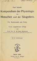 view Paul Schultz' Kompendium der Physiologie des Menschen und der Säugetiere : fur Studierende und Ärzte / [Paul Schultz].