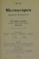 view [Catalogue] no. 42 : microscopes et appareils accessoires / Ernest Leitz].