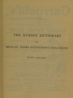 view The nurse's dictionary / originally compiled by Honnor Morten ; with phonetic pronunciations by Mary I. Burdett.