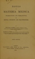 view Notes on materia medica : pharmacology and therapeutics for dental students and practitioners / by Douglas Gabell and Harold Austen.