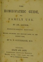 view The homœopathic guide, for family use / by Dr. Laurie.