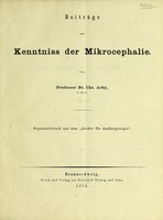view Beiträge zur Kenntniss der Mikrocephalie / von Chr. Aeby.
