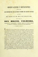 view Observaciones y reflexiones hechas sobre los movimentos de las hojas y flores de algunas plantas con motivo del eclipse de sol del 18 de julio de 1860 / por Miguel Colmeiro.