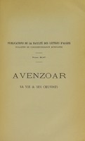 view Avenzoar : sa vie et ses oeuvres / par Gabriel Colin.