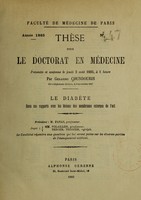 view Le diabète dans ses rapports avec les lésions des membranes externes de l'oeil / par Gerasimo Coundouris.