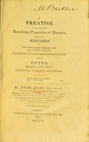 view A treatise on the supposed hereditary properties of diseases, containing remarks on the unfounded terrors and ill-judged cautions consequent on such erroneous opinions; with notes, illustrative of the subject, particularly in madness and scrofula / Joseph Adams.