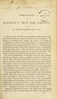 view Observations on Reinsch's test for arsenic / by William Odling.