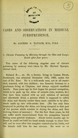 view Cases and observations in medical jurisprudence / by Alfred S. Taylor.