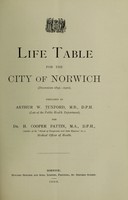 view Life table for the city of Norwich, 1891-1900.