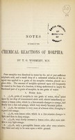 view Notes on some of the chemical reactions of morphia / by T. G. Wormley.