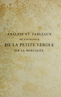 view Analyse et tableaux de l'influence de la petite vérole sur la mortalité à chaque âge, et de celle qu'un préservatif tel que la vaccine peut avoir sur la population et la longévité / par E.-E. Duvillard.