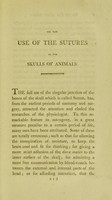 view On the use of the sutures in the bones of animals : read before the Literary and Philosophical Society of Manchester, December 1, 1803.