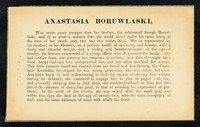 view [Leaflet (September 1894) giving a brief account ot the life of Anastasia Boruwlaski, sister to the celebrated dwarf, Josef Boruwlaski].