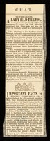 view [Newspaper cutting (1848?) noting the exhibition of Joachim Eleizegui, The Spanish Giant, at the Cosmorama Rooms, Regent Street, London. There are others about the Royal Polytechnic Institution, Regent Street, Grimstone's Aromatic Regenerator (hair restorer) and J. D. Carr and Co.'s nutritious and health giving biscuits].