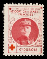 view [Stamp-like sticker sold to raise funds for the French Red Cross. Bearing a portrait of: Gl. Dubois].