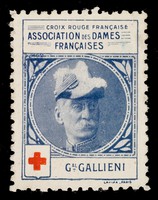 view [Stamp-like sticker sold to raise funds for the French Red Cross. Bearing a portrait of: Gal. Gallieni].