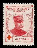 view [Stamp-like sticker sold to raise funds for the French Red Cross. Bearing a portrait of: Gal. Petain].