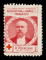 view [Stamp-like sticker sold to raise funds for the French Red Cross. Bearing a portrait of: Gal. Poincaré].