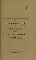 view The declaration of students of the natural and physical sciences.