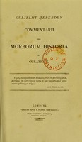 view Gulielmi Heberden commentarii de morborum historia et curatione.