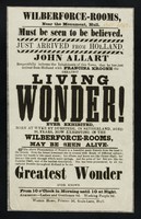 view Must be seen to be believed : Just arrived from Holland : John Allart respectfully informs the inhabitants of this town, that he has just arrived from Holland with Francina Kroone the greatest living wonder! ever exhibited : born at Wyke by Durstede in Netherland, aged 36, years ...