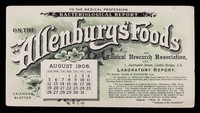 view Bacteriological report on the "Allenburys" Foods : August 1906.