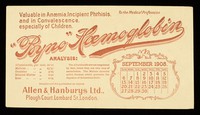 view Byno-Haemoglobin : valuable in anaemia, incipient phthisis, and in convalescence, especially of children : September 1908.