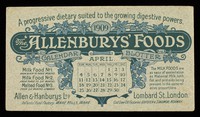 view The 'Allenburys' Foods : a progressive dietary suited to the growing digestive powers : April 1909.