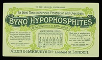 view Byno-Hypophosphites : an ideal tonic in nervous prostration and overstrain : October 1910.