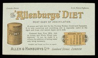 view The 'Allenburys' diet : most easy of assimilation : August 1911.