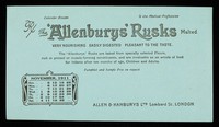 view The 'Allenburys' Rusks malted : very nourishing, easily digested, pleasant to the taste : November 1911.