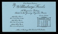 view The 'Allenburys' Foods : a progressive dietary suited to the growing digestive powers : February 1915.