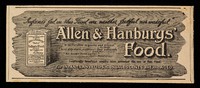 view Allen & Hanburys' Food : for infants, invalids, convalescents and the aged.